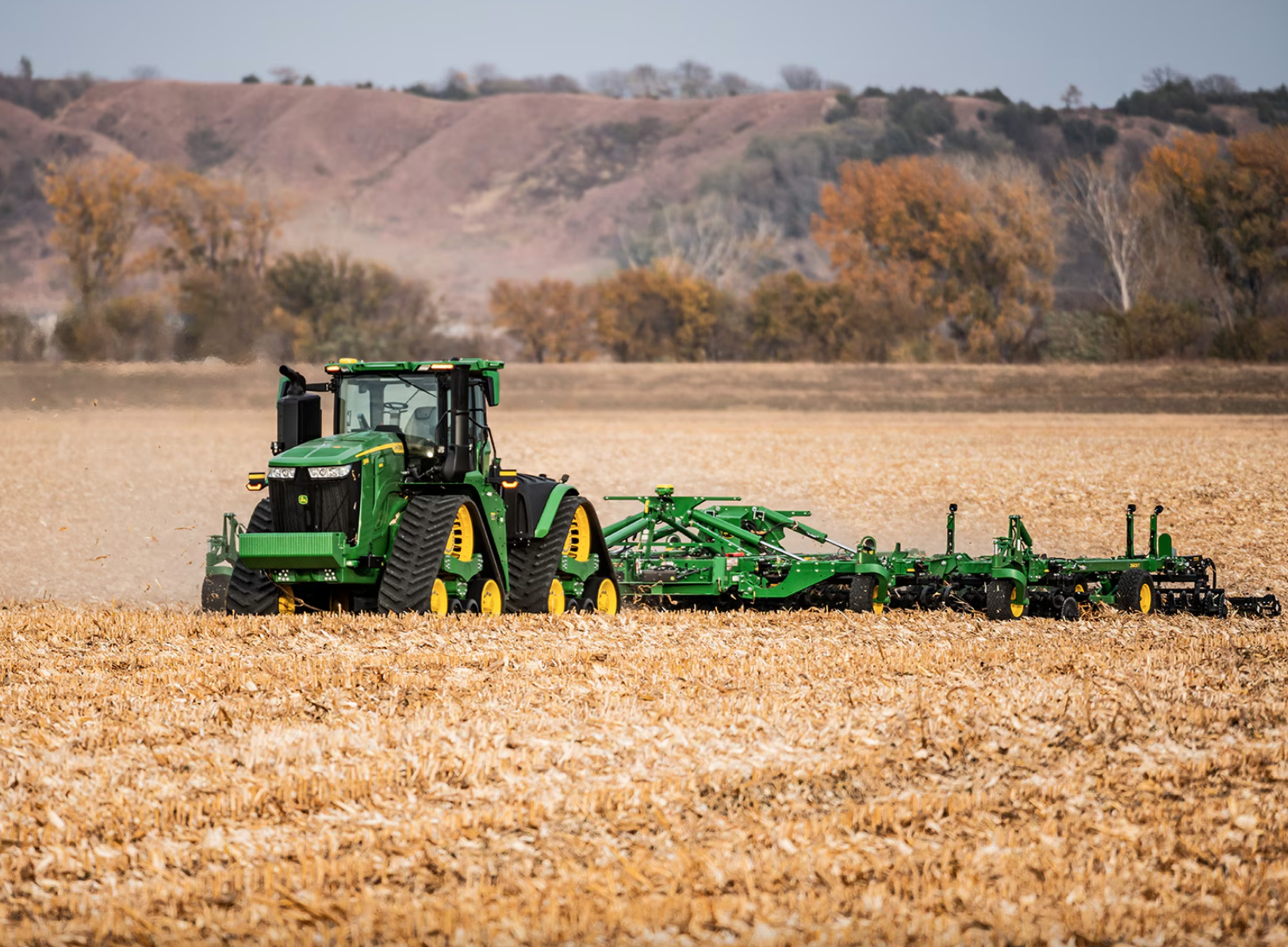 John Deere's autonomous 9RX tractor includes 16 strategically placed cameras, enabling accurate depth calculations and increased efficiency. 